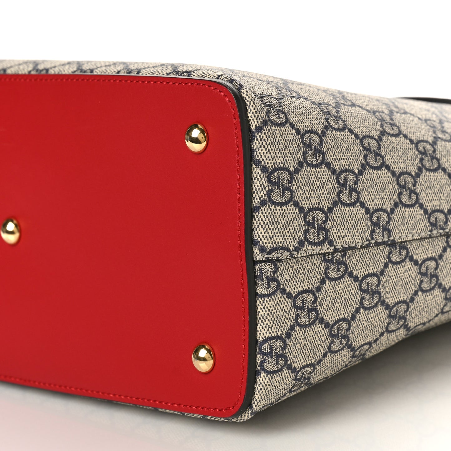 GG Supreme Monogram Linea A Foldover Tote Beige Blue Hibiscus Red