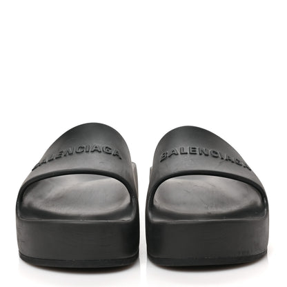 Balenciaga Rubber Chunky Platform Slide Sandals 38 Black 2 of 6