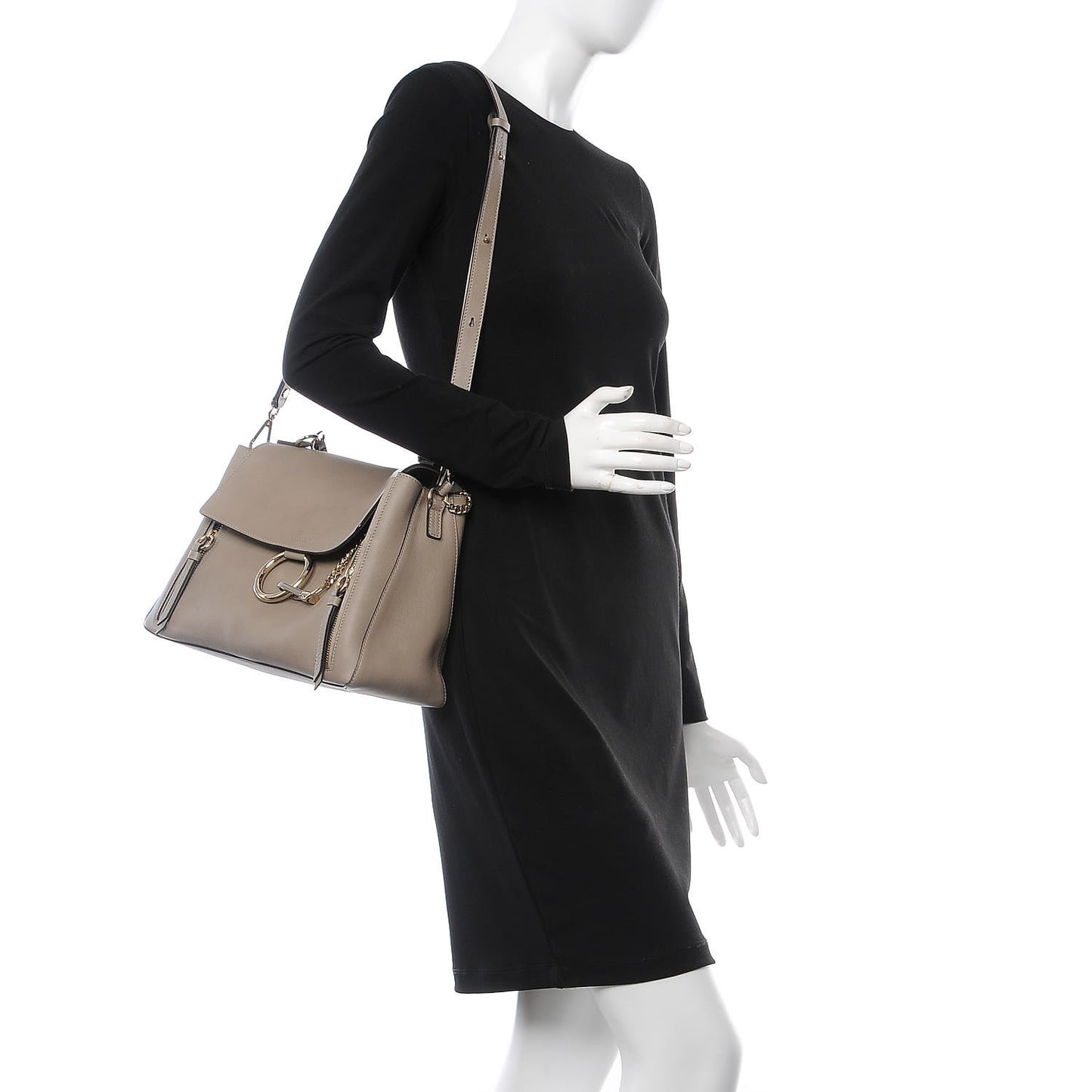 Calfskin Medium Faye Day Shoulder Bag Motty Grey