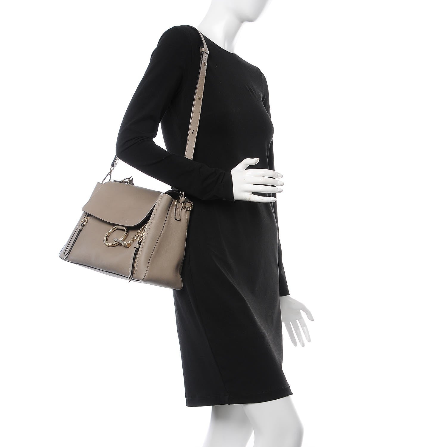 Chloe Calfskin Medium Faye Day Shoulder Bag Motty Grey 3 of 11