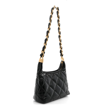 Chanel Shiny Crumpled Lambskin Quilted Small CC Funky Town Hobo Black 2 of 10