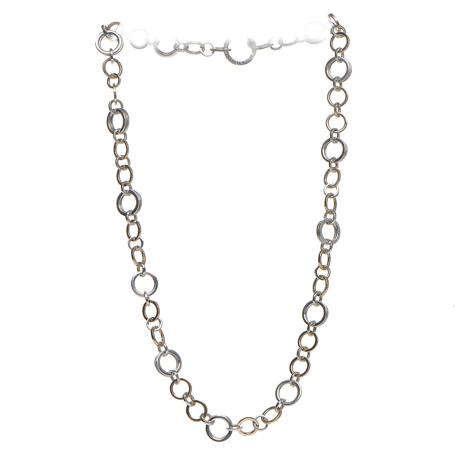 Tiffany 18K Yellow Gold Sterling Silver Circle Link Necklace 3 of 5
