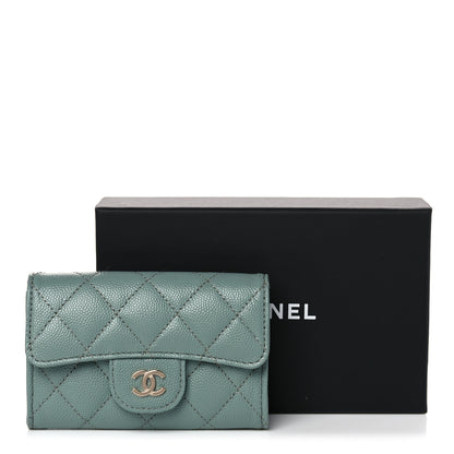 Chanel Caviar Quilted Flap Card Holder Wallet Dark Green 9 of 9