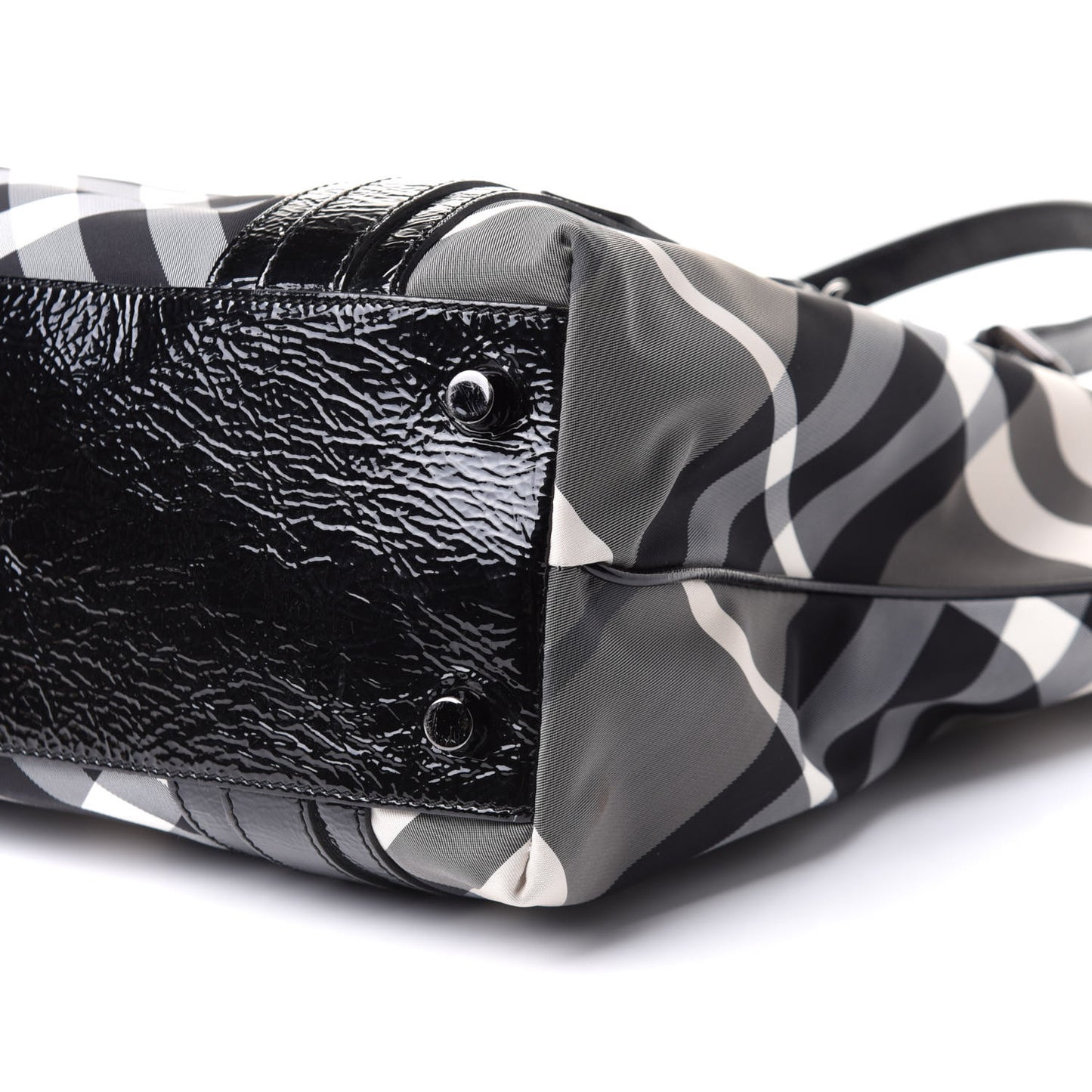 Patent Trim Smoked Check Tote Black