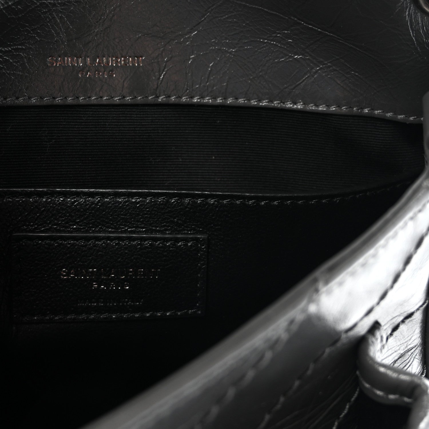 Saint Laurent Crinkled Calfskin Matelasse Monogram Baby Niki Chain Satchel Storm 6 of 9