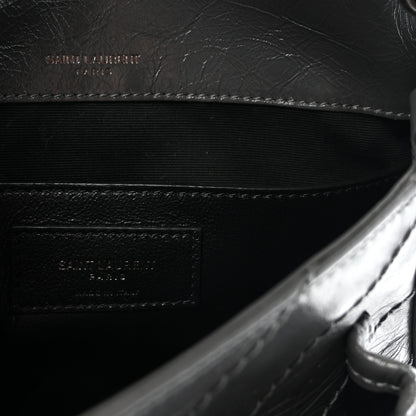 Saint Laurent Crinkled Calfskin Matelasse Monogram Baby Niki Chain Satchel Storm 6 of 9
