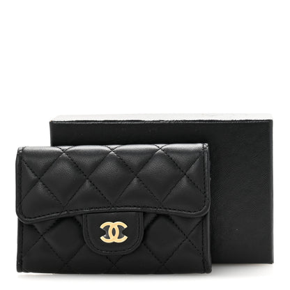 Chanel Lambskin Quilted Flap Card Holder Wallet Black 10 of 10