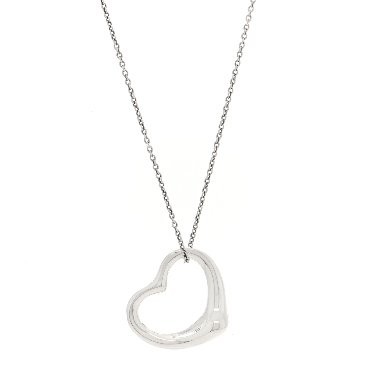 Sterling Silver 27mm Elsa Peretti Open Heart Pendant Necklace