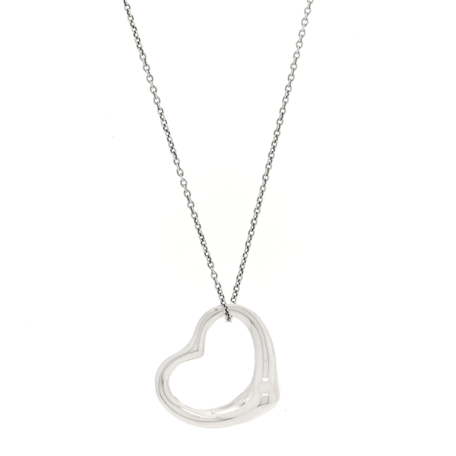 Tiffany Sterling Silver 27mm Elsa Peretti Open Heart Pendant Necklace 1 of 6