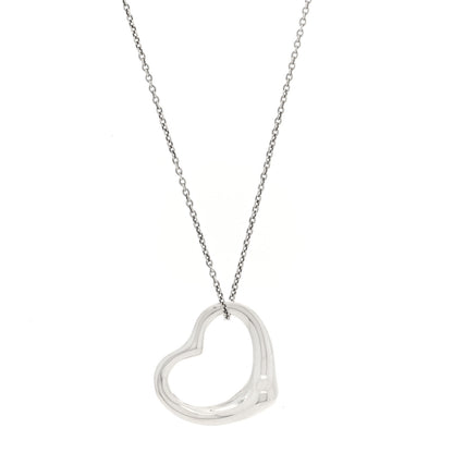 Tiffany Sterling Silver 27mm Elsa Peretti Open Heart Pendant Necklace 1 of 6