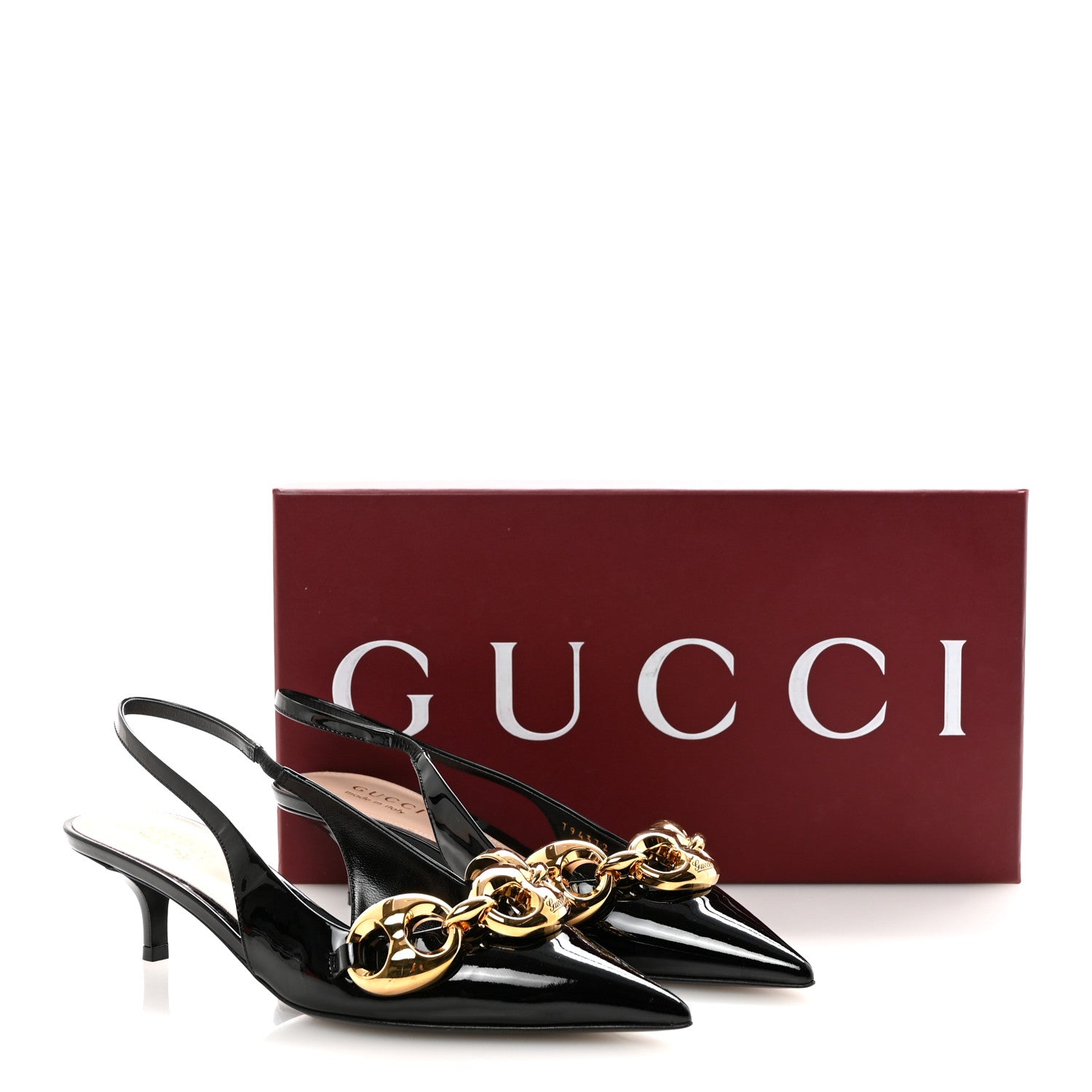 Gucci Vernice Crystal Nappa Charlotte Marina Slingback Pumps 37 Black 10 of 10