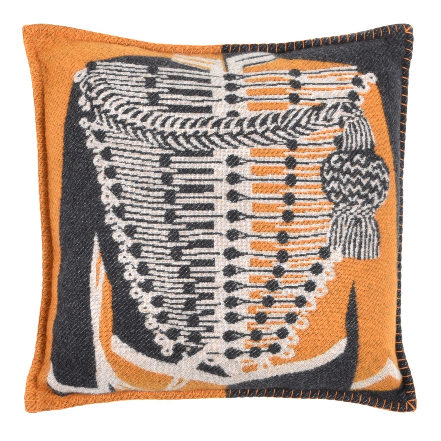 Hermes Wool Cashmere Brandebourgs Pillow Ambre Anthracite 1 of 3