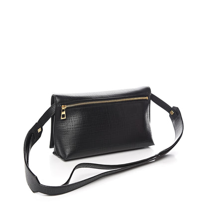 Loewe Calfskin Linen Embossed Small Messenger Bag Black 2 of 10