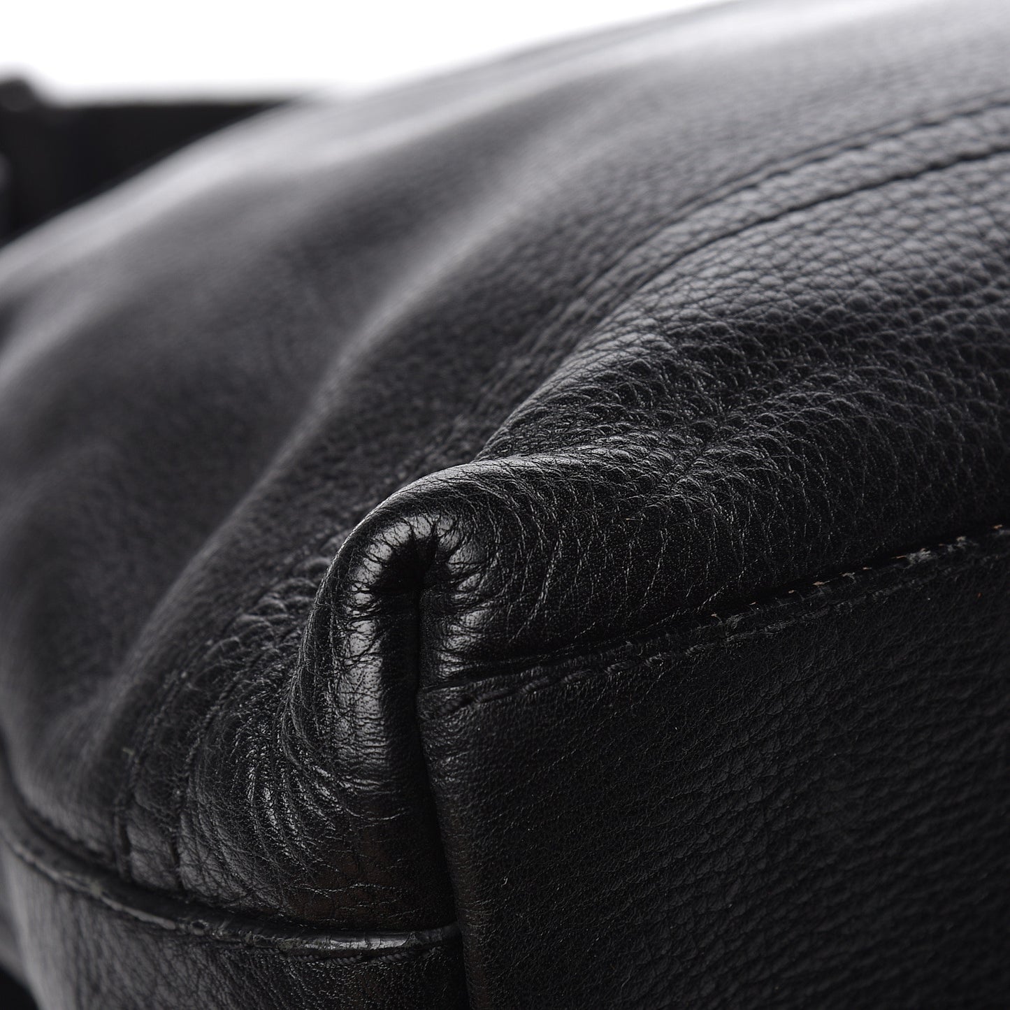 Grainy Calfskin Messenger Bag Black