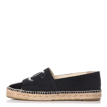 Chanel Tweed Patent CC Espadrilles 40 Black 1 of 10