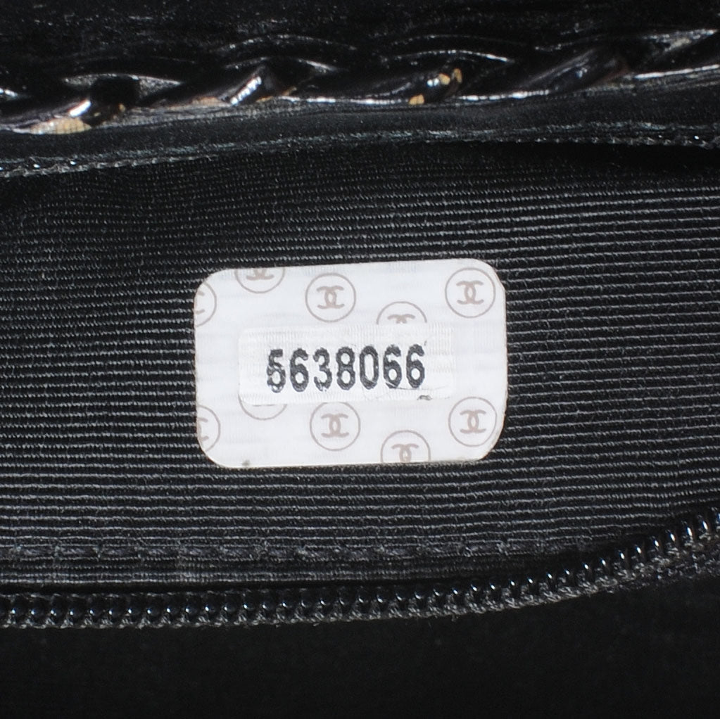 Straw Bag Tortoise CC Lock Black