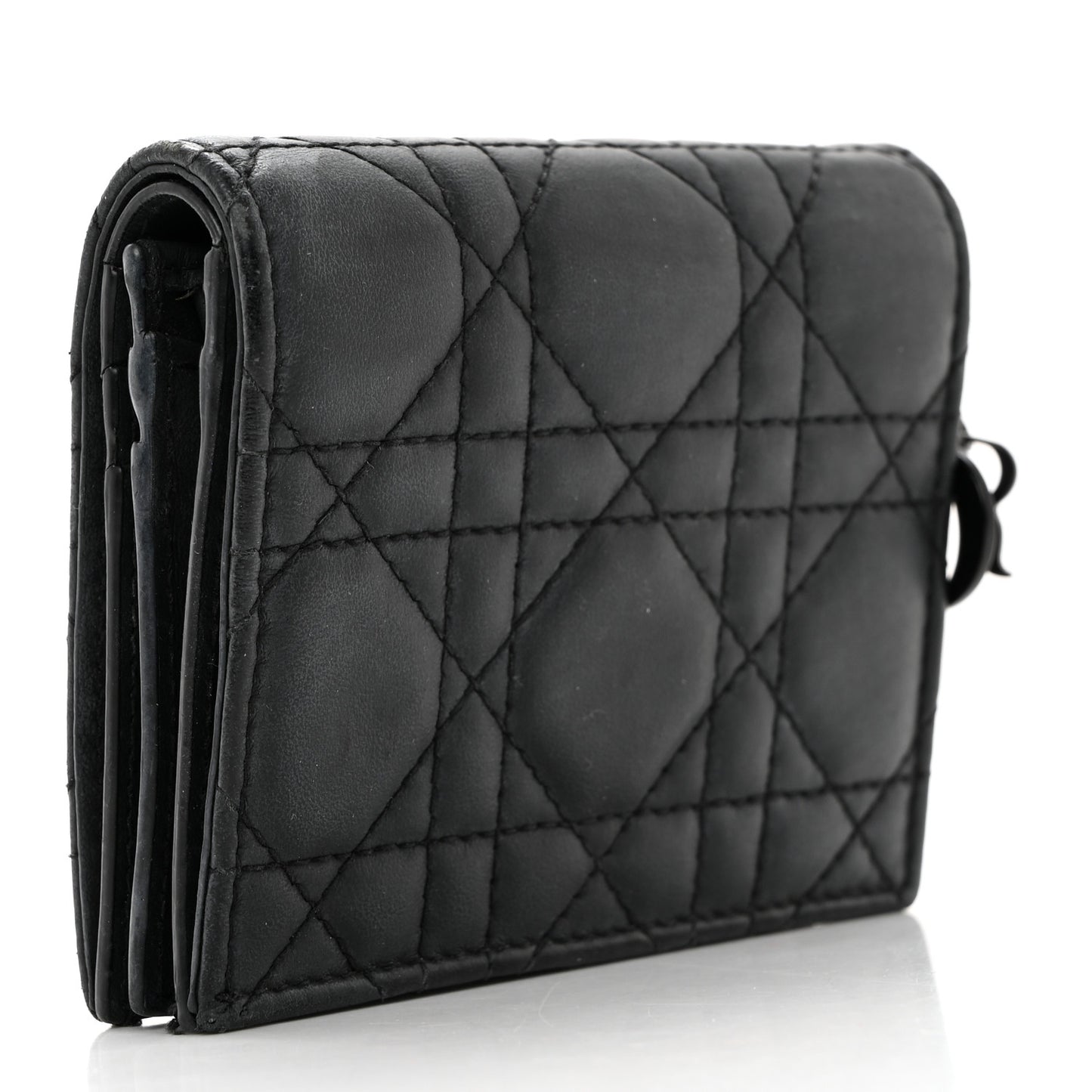 Ultra Matte Calfskin Small Lady Dior Flap Card Holder Black