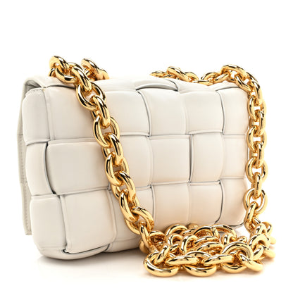 Bottega Veneta Lambskin Maxi Intreccio Padded Chain Cassette Crossbody Bag White 3 of 14