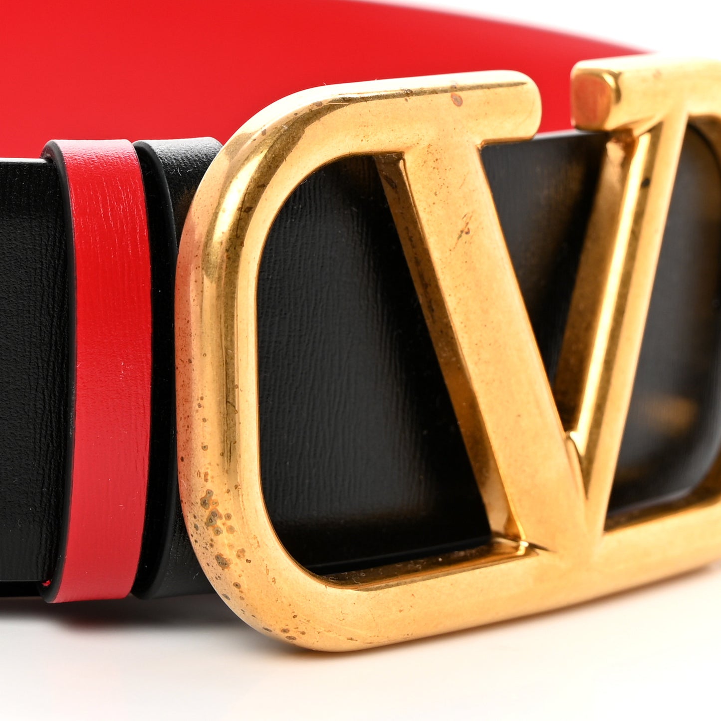 Glossy Calfskin VLogo Reversible 40mm Belt 85 34 Black Rouge Pur