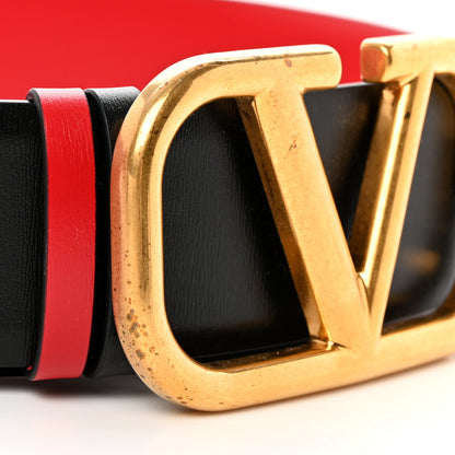 Valentino Garavani Glossy Calfskin VLogo Reversible 40mm Belt 85 34 Black Rouge Pur 6 of 8