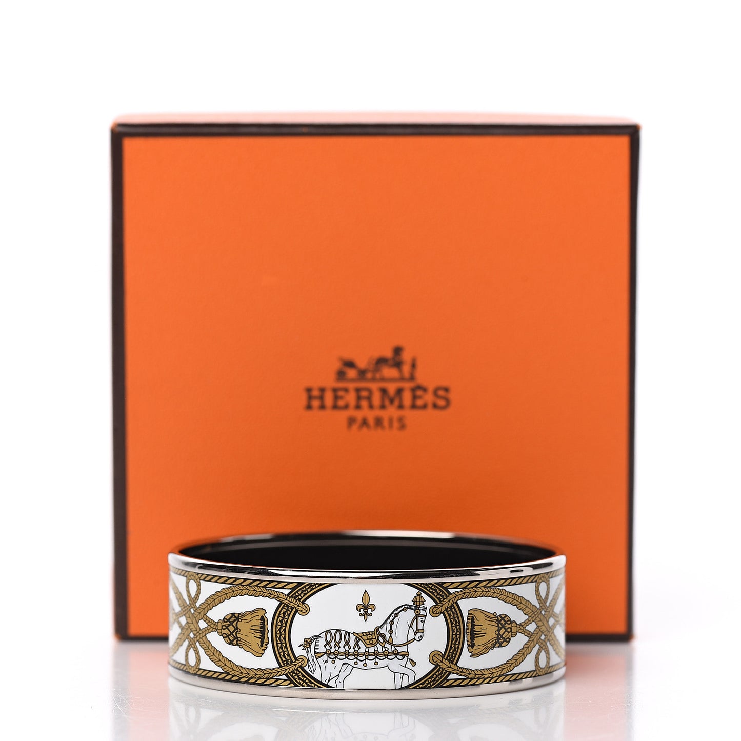 Enamel Printed Wide Grand Apparat Bracelet 62 White