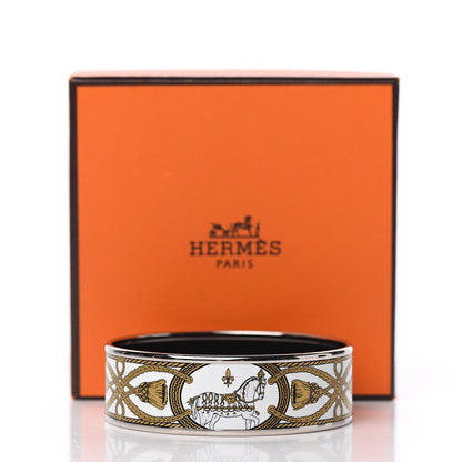 Hermes Enamel Printed Wide Grand Apparat Bracelet 62 White 5 of 5