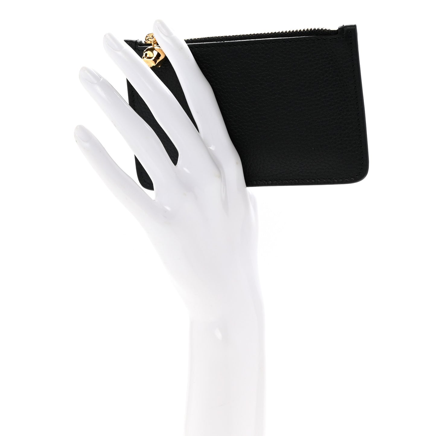 Calfskin Skull Zip Key Pouch  Black