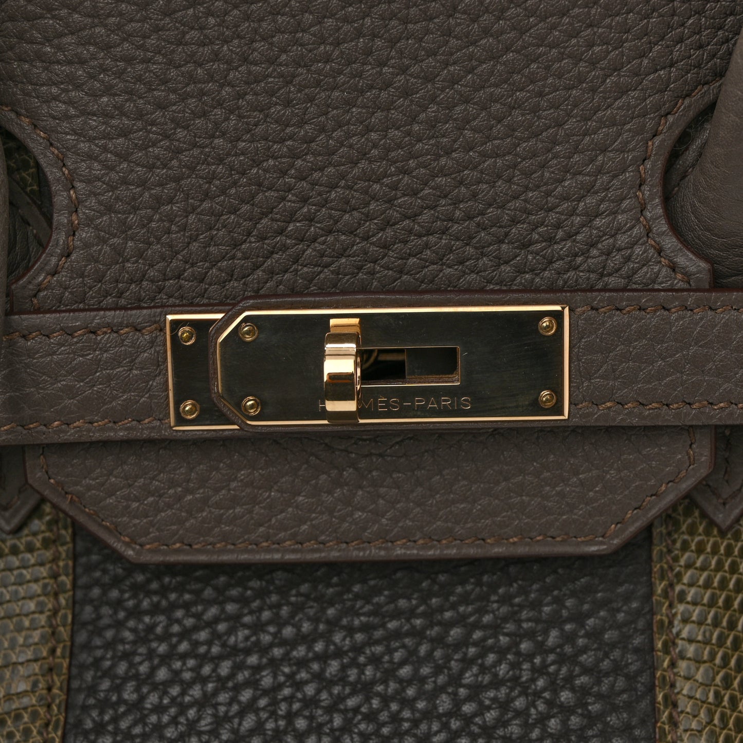 Taurillon Clemence Lizard Club Birkin 35 Etain Graphite