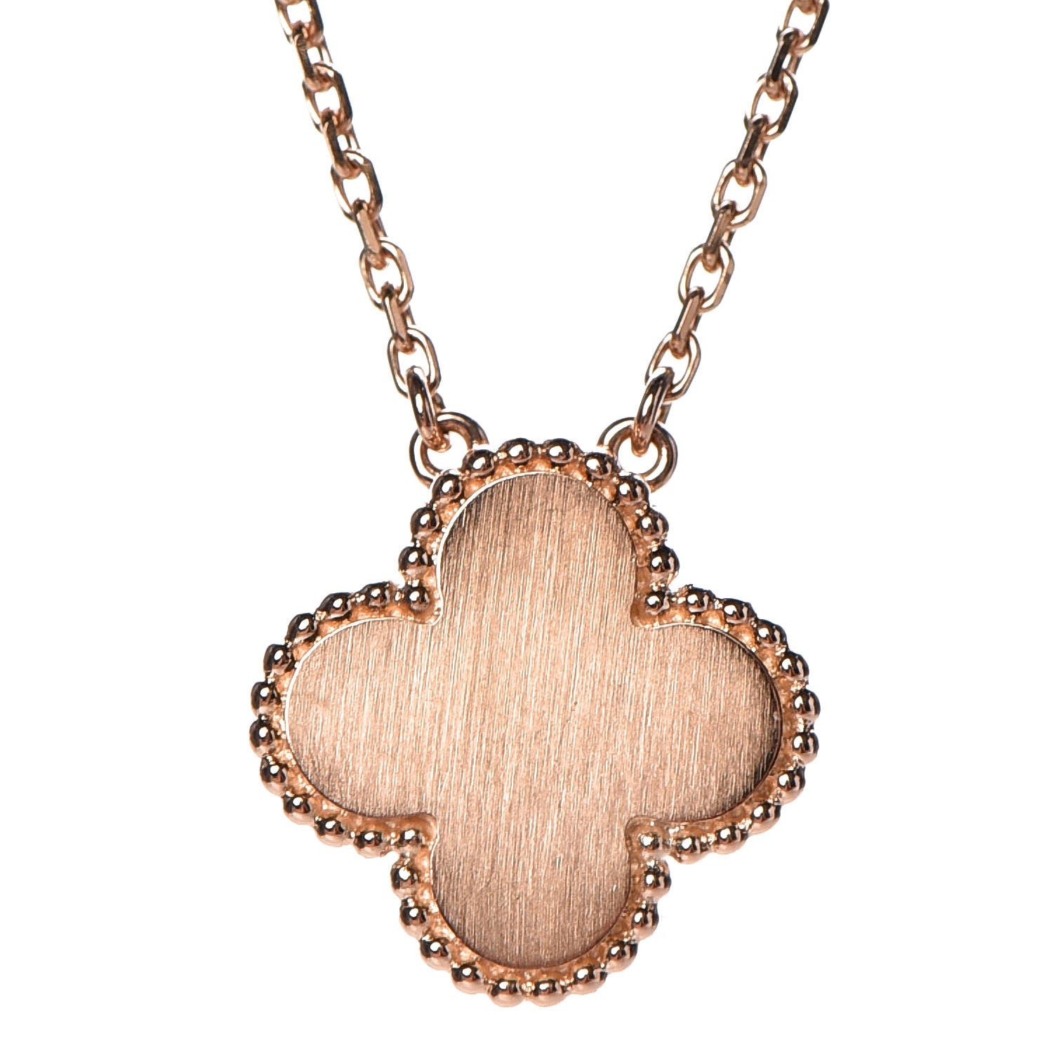 Van Cleef & Arpels 18K Rose Gold Diamond Mother of Pearl Vintage Alhambra Pendant Necklace 5 of 8