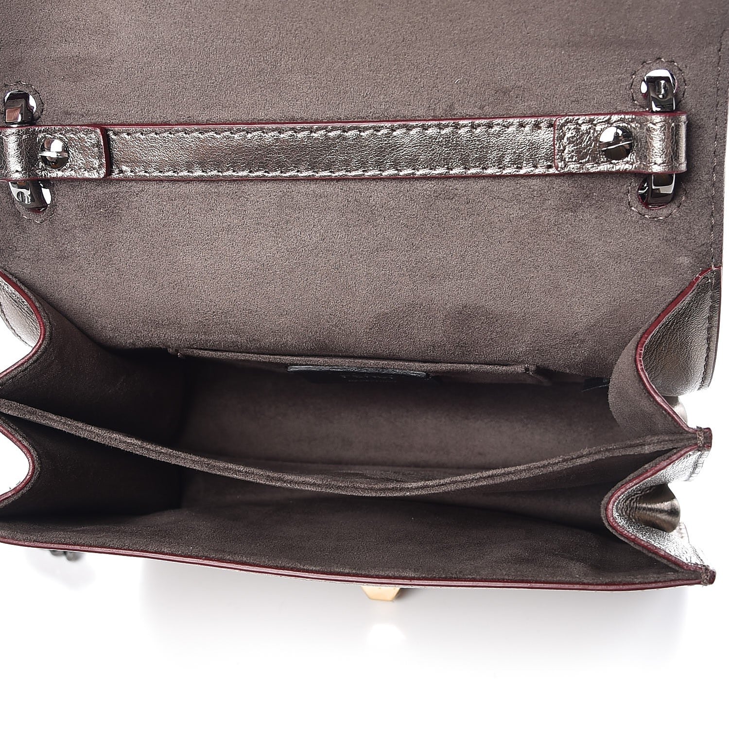 Fendi Vitello Catalan Mirror Scalloped Multi Studded Small Kan I Shoulder Bag Bronze 6 of 8
