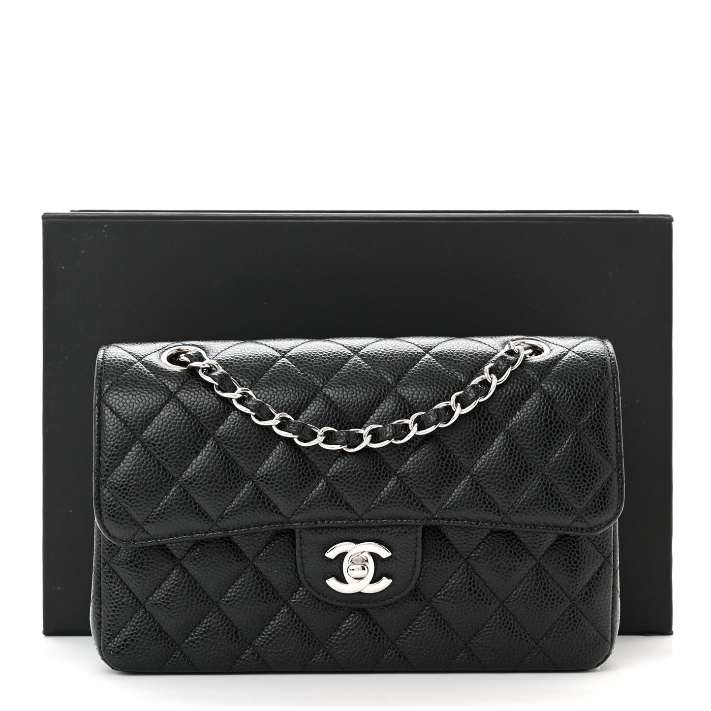 Caviar Quilted Small Double Flap Black