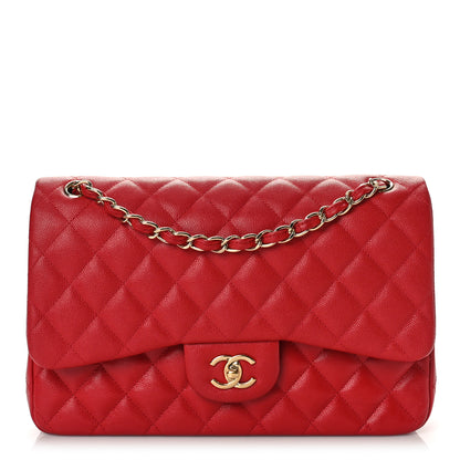Chanel Caviar Quilted Jumbo Double Flap Red 1 of 10