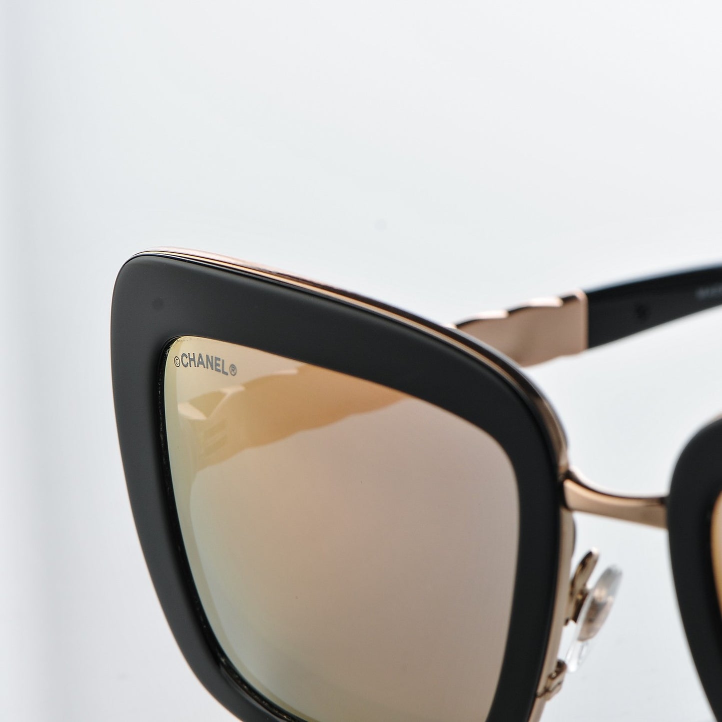 Metal Square Spring Sunglasses 5369 Black Pink Gold