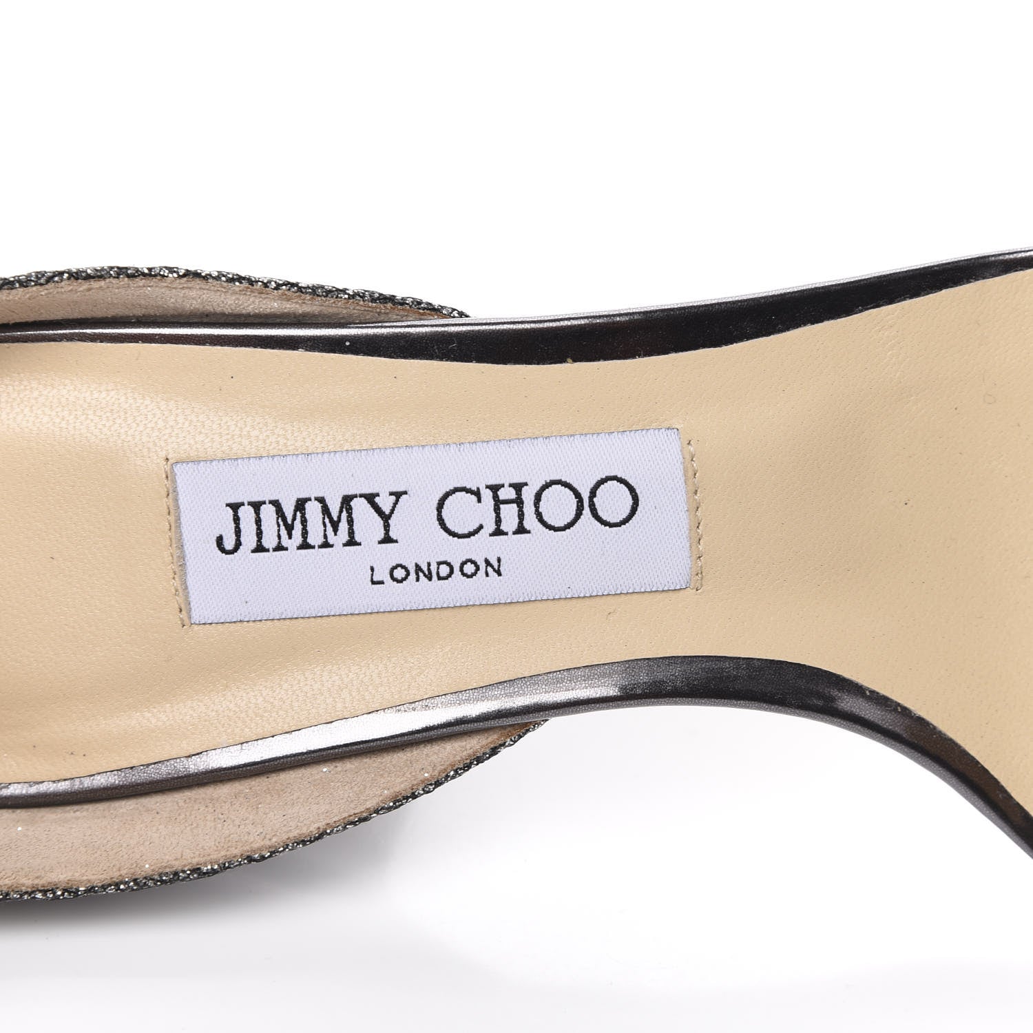 Jimmy Choo Glitter Fabric Edina Sandals 38 Anthracite 7 of 7