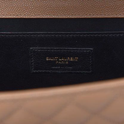 Saint Laurent Grain De Poudre Textured Mixed Matelasse Medium Triquilt Monogram Satchel Dark Beige 8 of 9