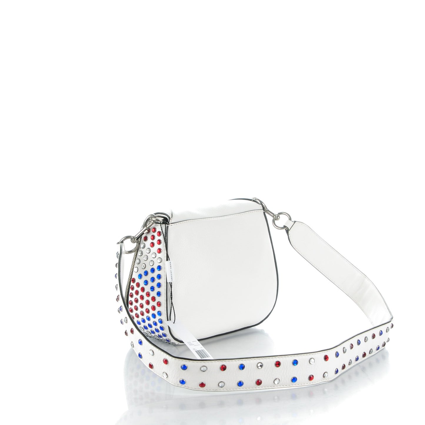 Calfskin Crystal Studded Small Pretty Young Thing Saddle Bag Star White