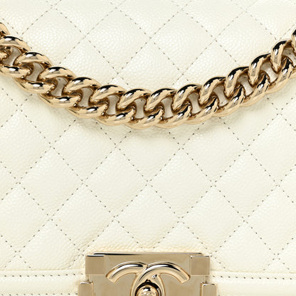 Chanel Caviar Quilted Medium Boy Flap White 7 of 10
