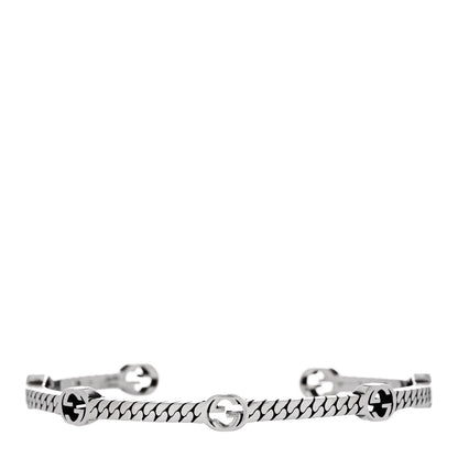 Gucci Sterling Silver Thin Interlocking G Cuff Bracelet 17 1 of 5
