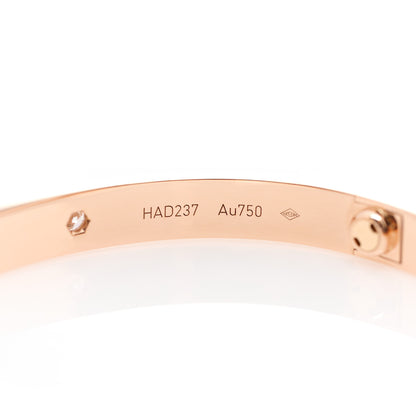 Cartier 18K Pink Gold 4 Diamond LOVE Bracelet 18 3 of 6