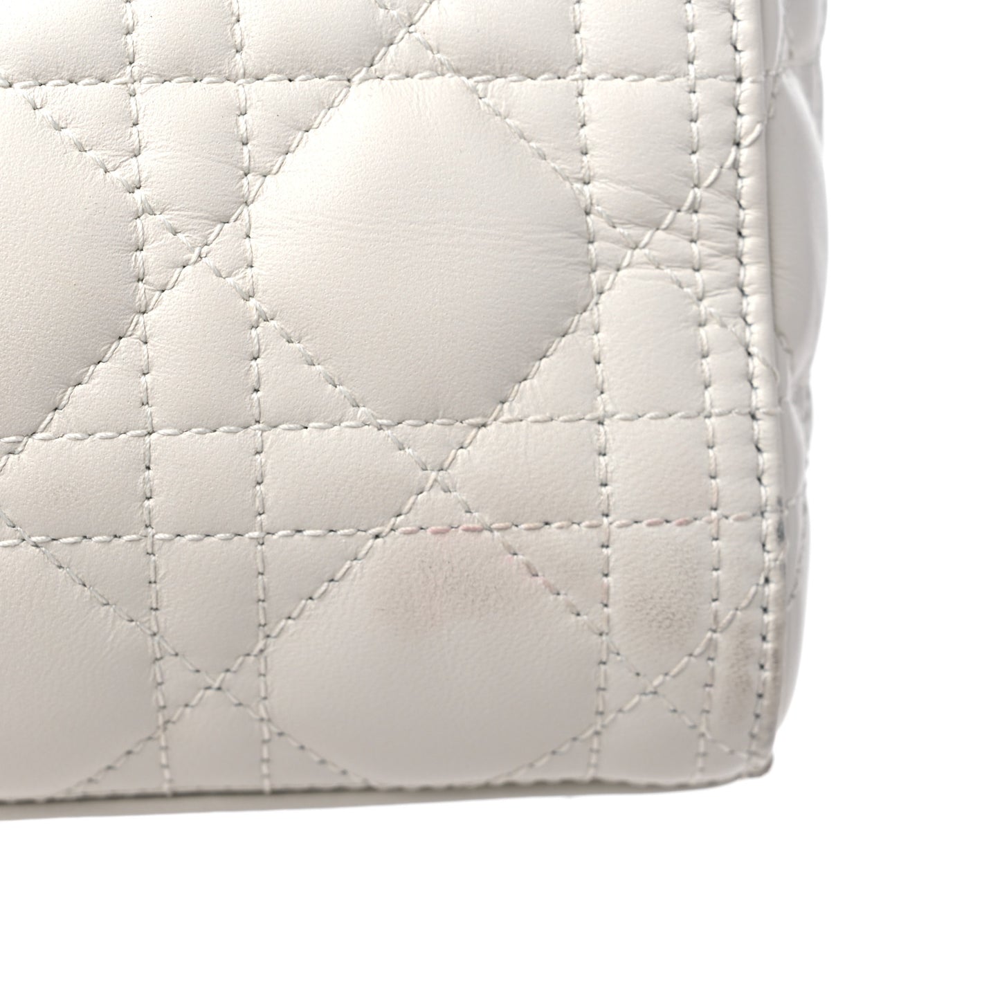 Lambskin Cannage Medium Lady Dior White
