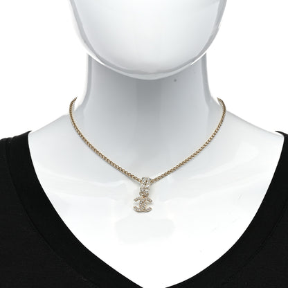 Chanel Crystal CC Pendant Necklace Gold 2 of 6