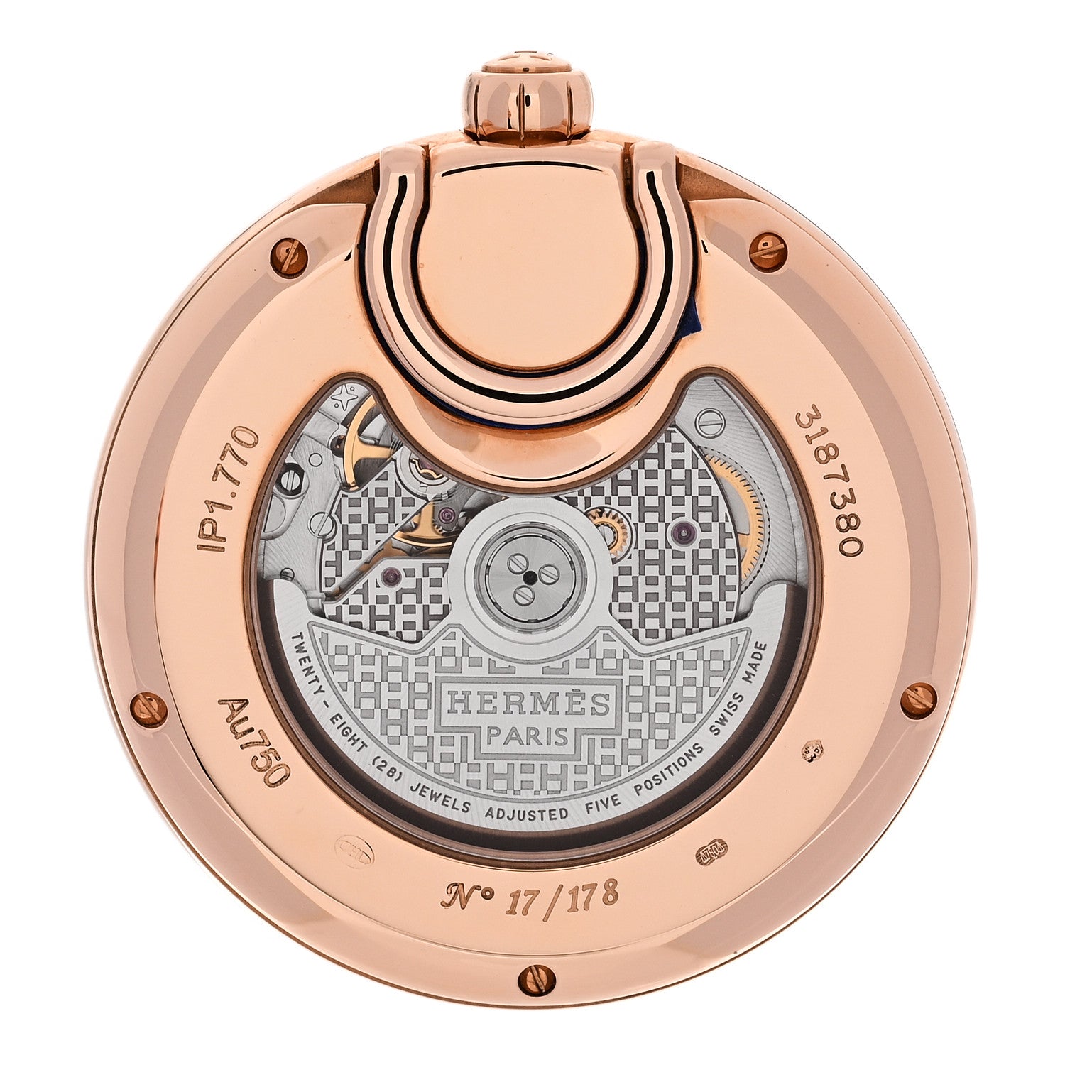 Hermes 18K Rose Gold Alligator 40mm In the Pocket Automatic Watch Havane 4 of 8