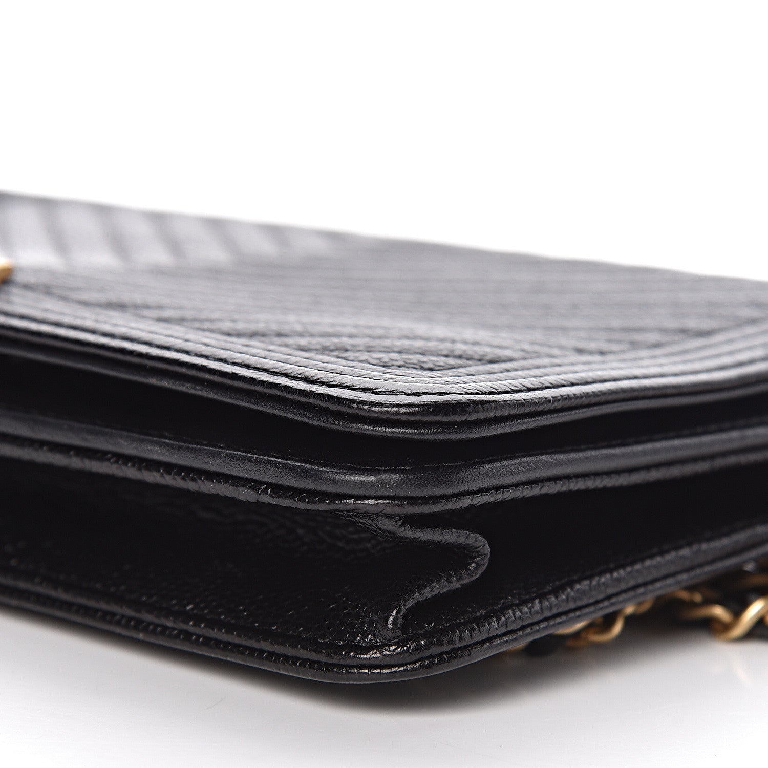Chanel Caviar Chevron Quilted Boy Wallet On Chain WOC Black 13 of 15