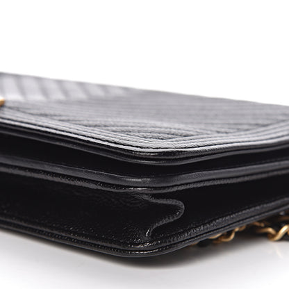 Chanel Caviar Chevron Quilted Boy Wallet On Chain WOC Black 13 of 15