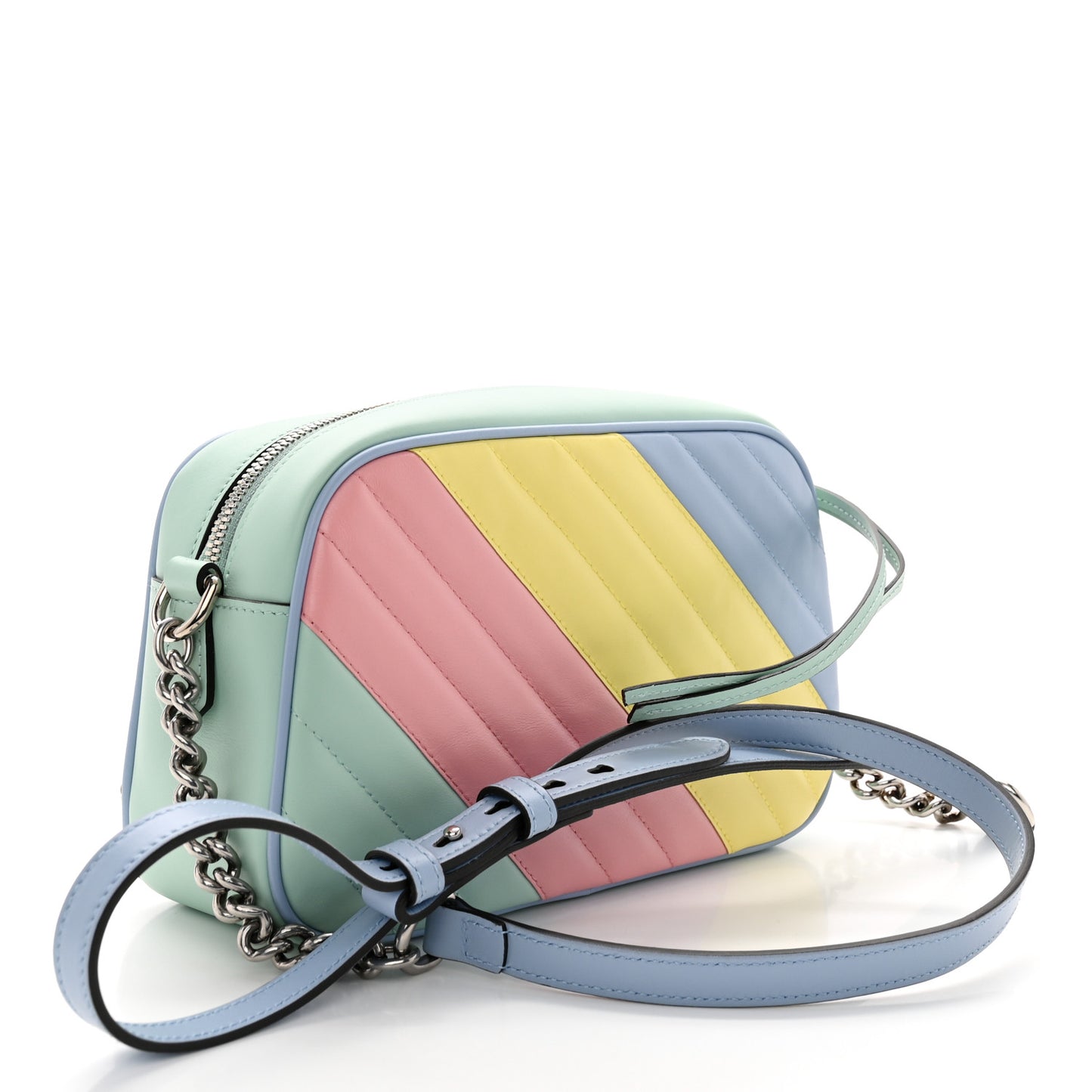 Calfskin Matelasse Diagonal Small GG Marmont Chain Shoulder Bag Multicolor Pastel