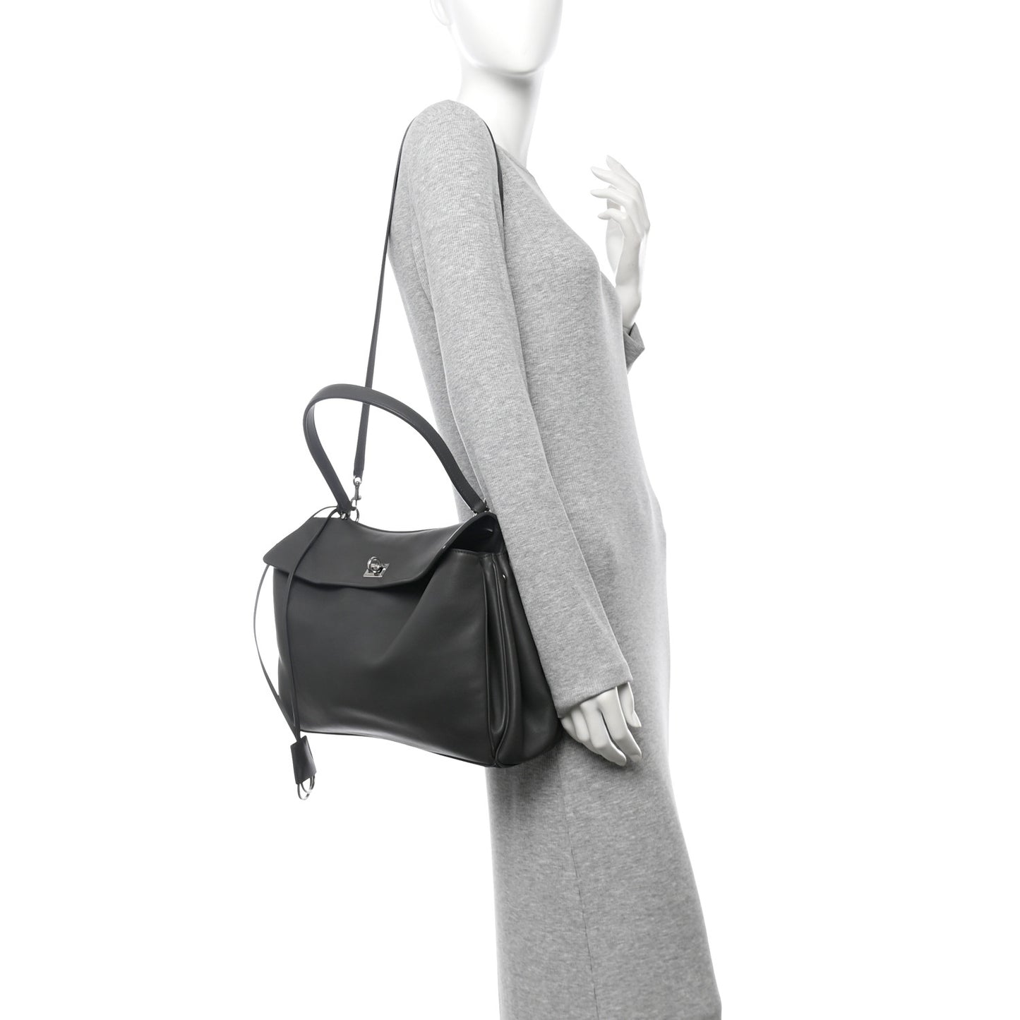 Natural Smooth Calfskin Medium Rodeo Top Handle Handbag Grey