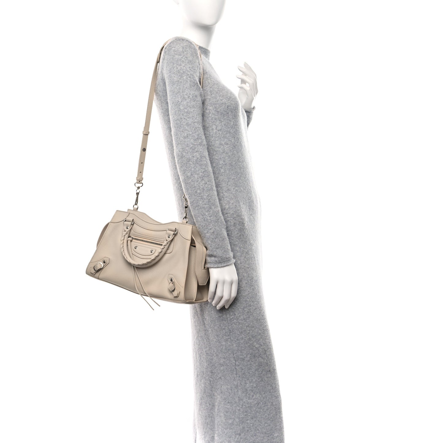Grained Calfskin Neo Classic Silver Hardware S City Cream