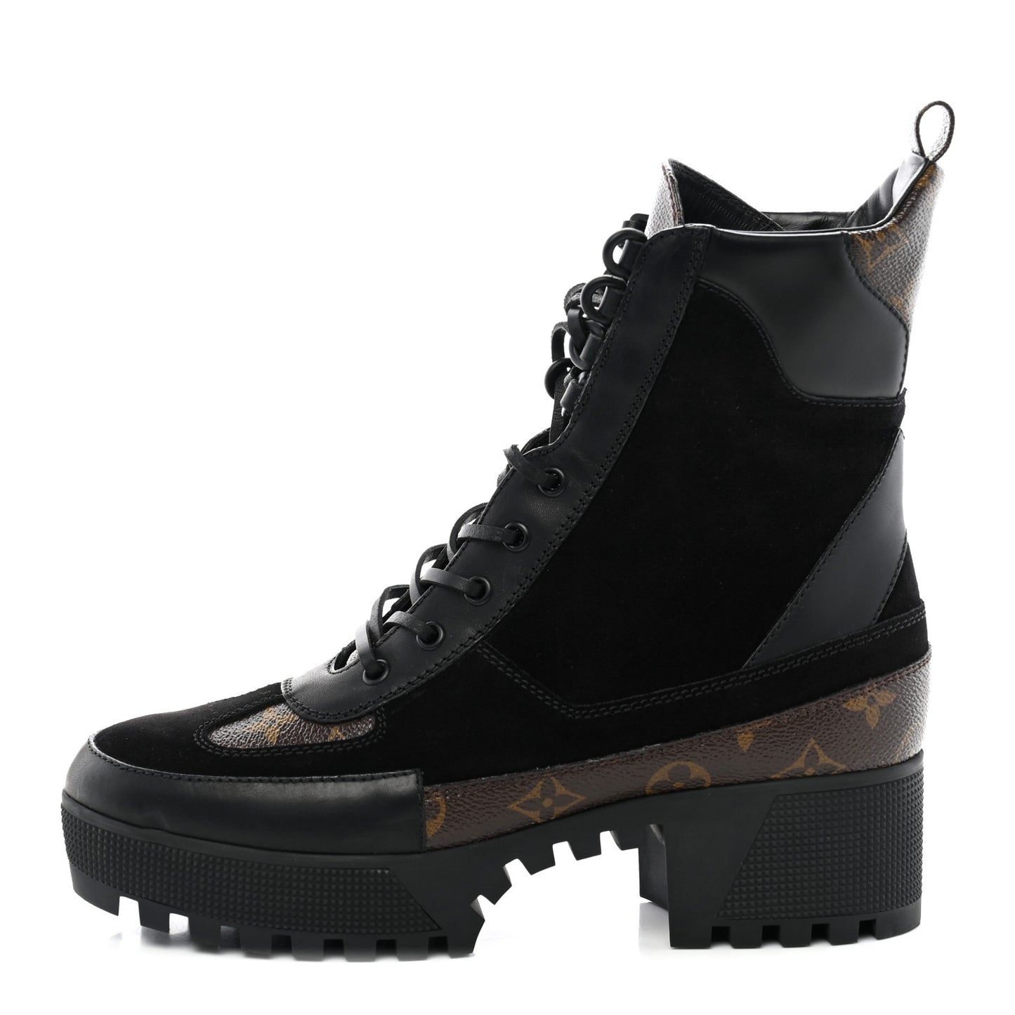 Suede Calfskin Monogram Laureate Platform Desert Boots 41 Black