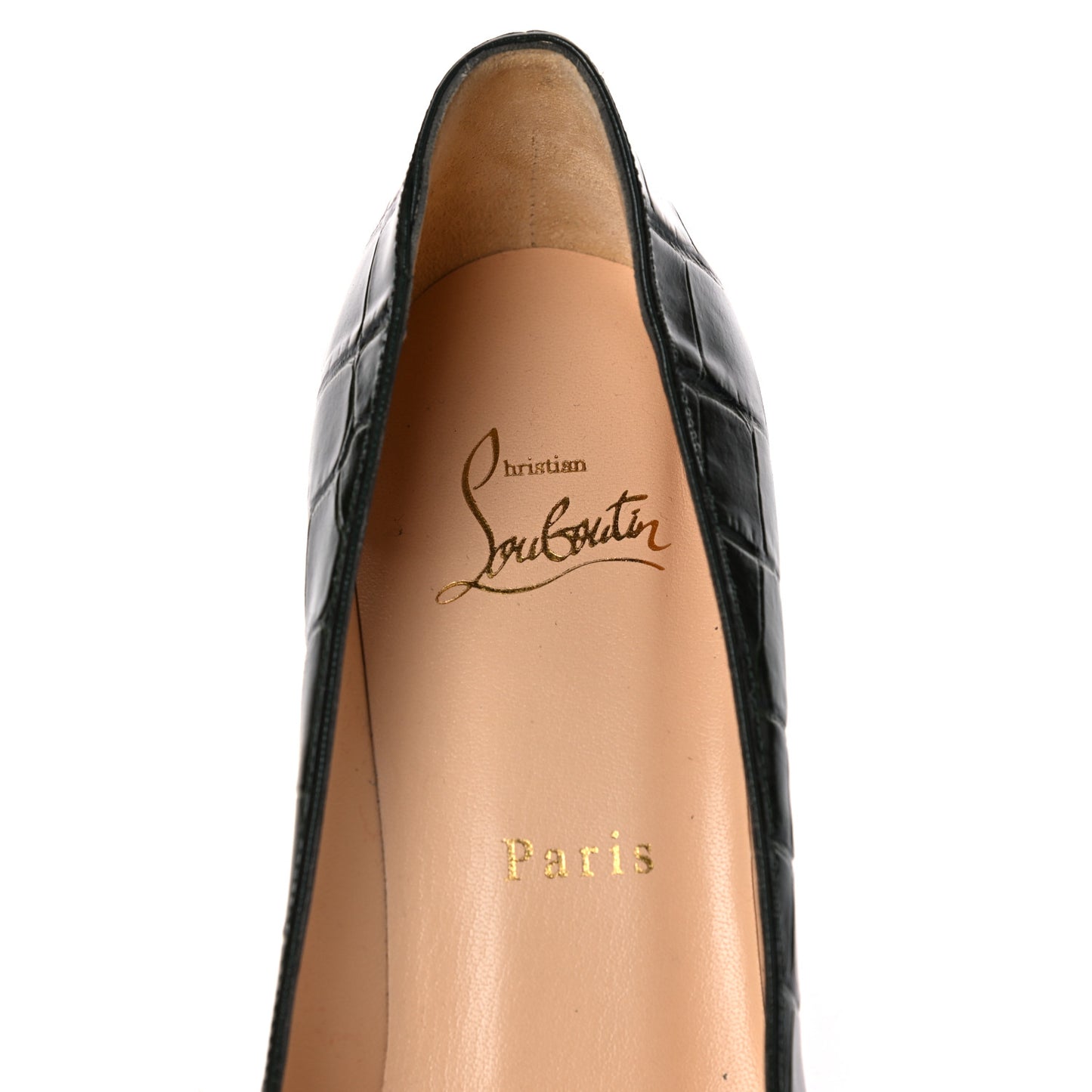 Calfskin Crocodile Embossed Kate 85 Pumps 37 Forest Night