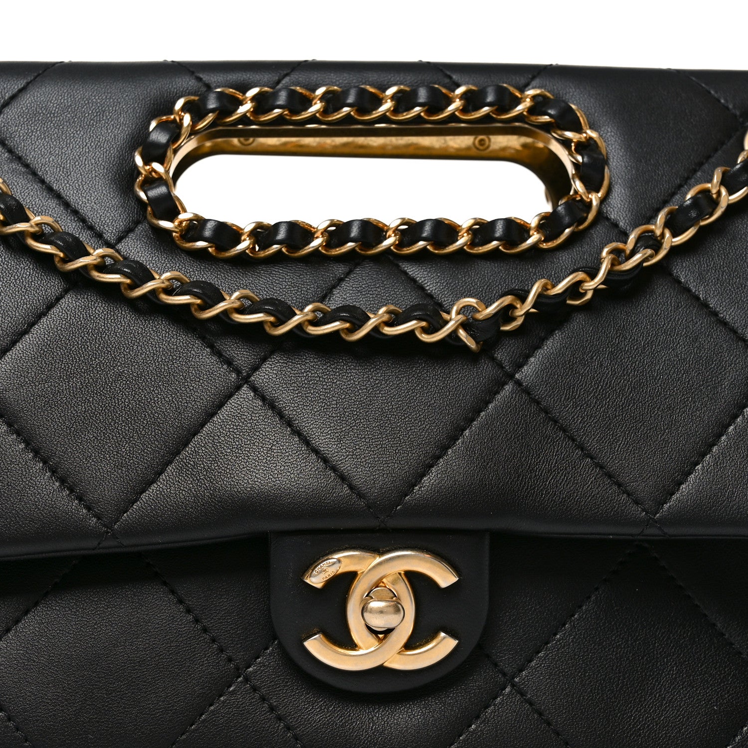 Chanel Lambskin Small Chain Handle Flap Bag Black 7 of 9